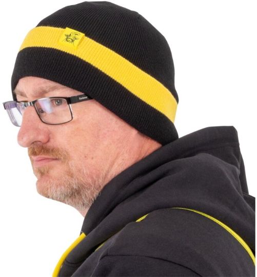 Caciula Black Cat Beanie Hat, Black-Yellow
