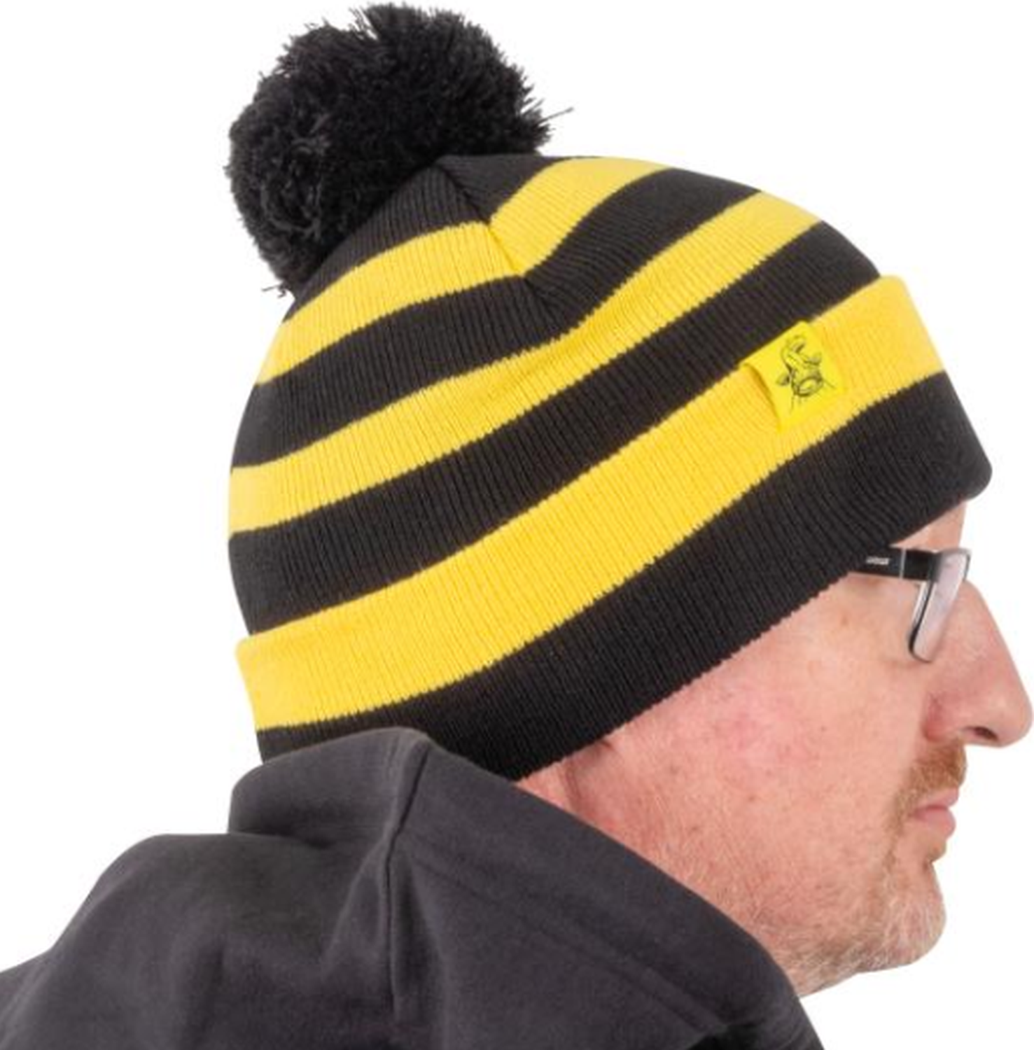 Caciula Black Cat Bobble Hat, Black-Yellow