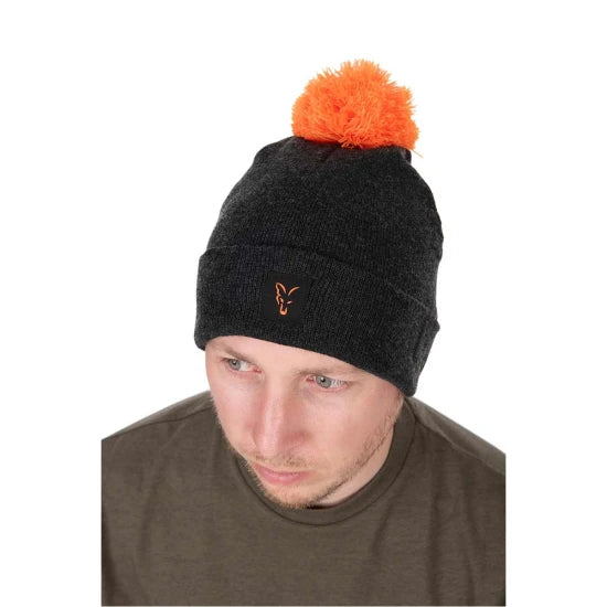 Caciula Fox Collection Bobble Hat - Black/orange, Marime Universala