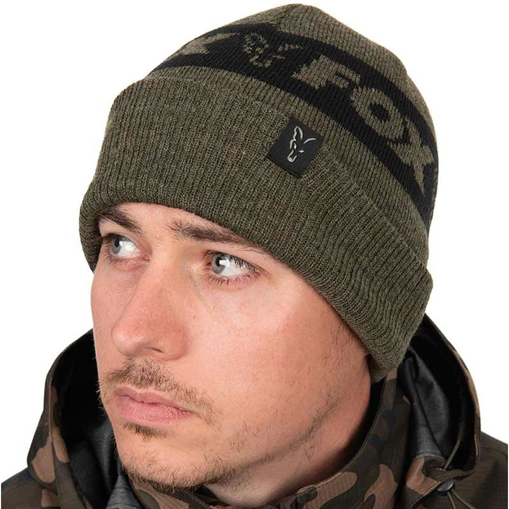 Caciula Fox Collection Beanie Hat Green &amp; Black