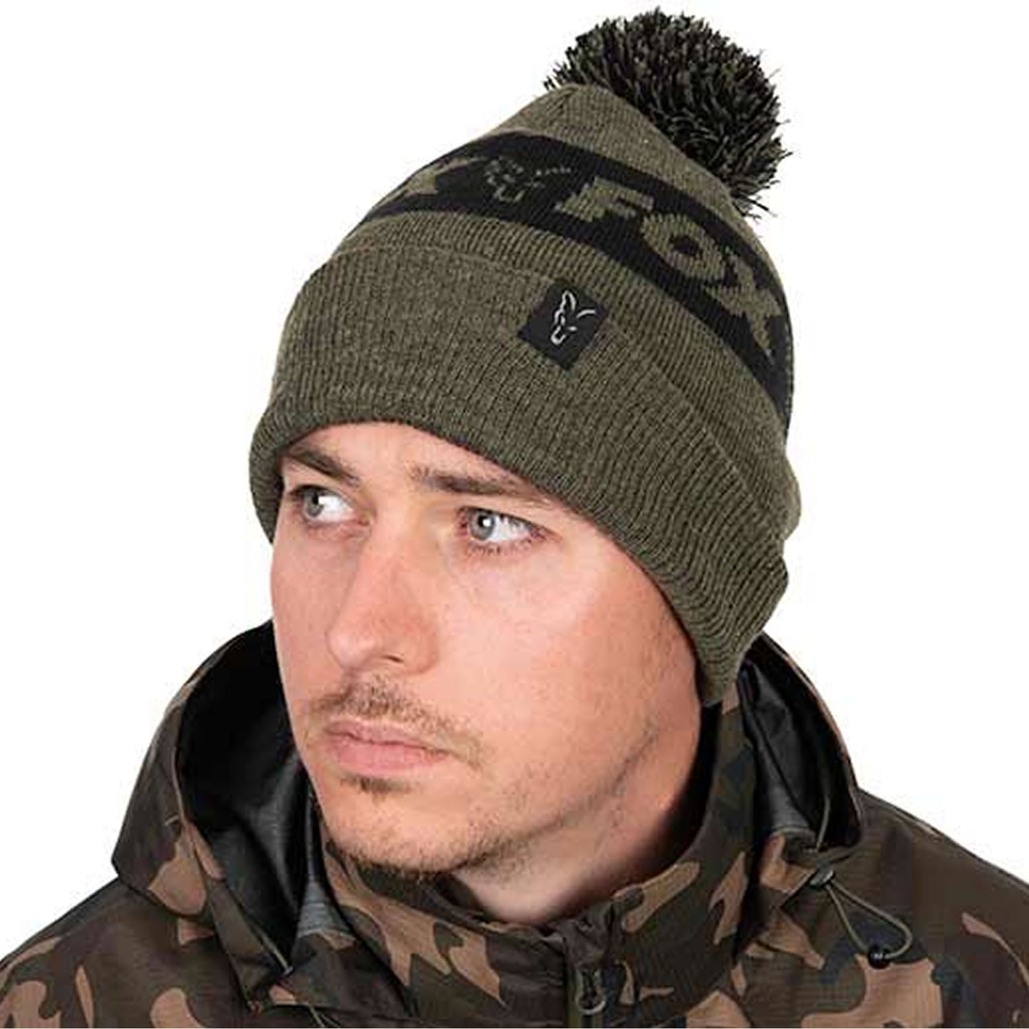 Caciula Fox Collection Bobble Green &amp; Black, Marime Univ.
