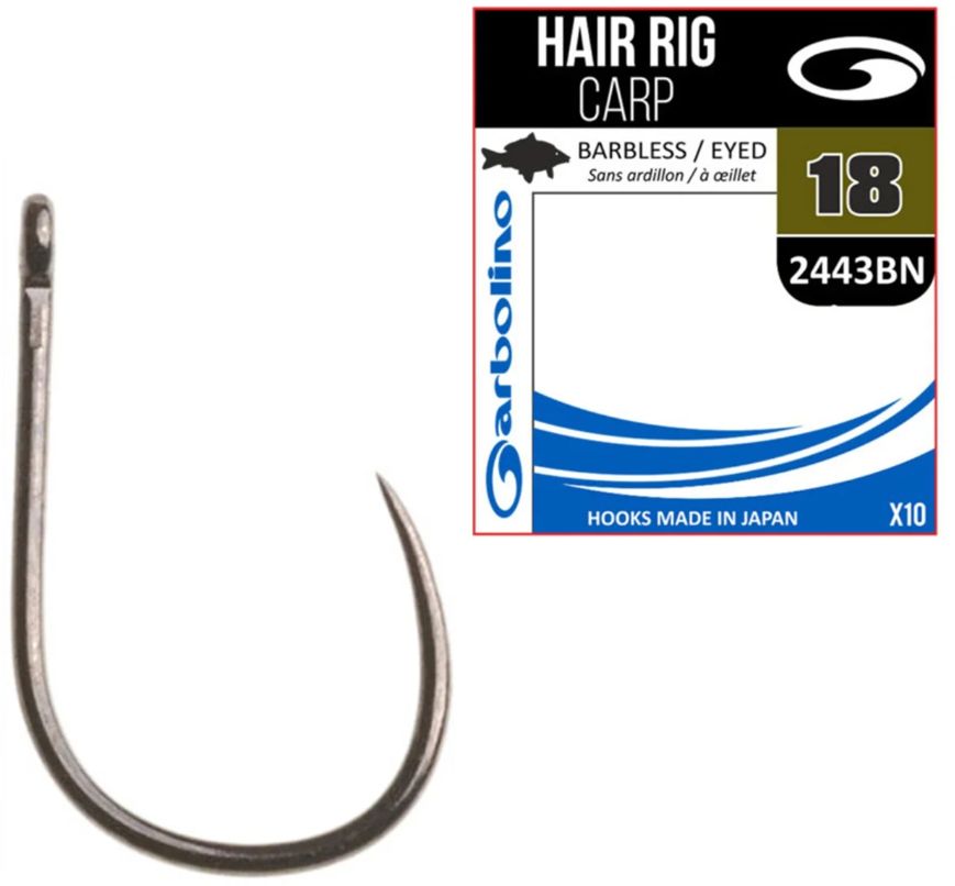 Carlig Garbolino Hair Rig Carp 2443 Barbless, Nr. 16, 10buc/pac