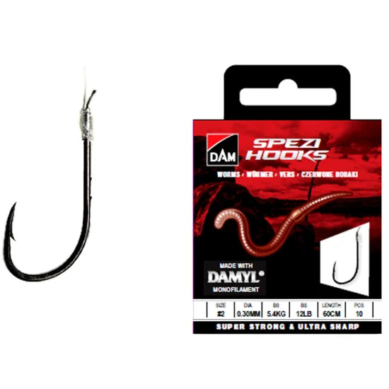 Carlig Legat Dam Spezi Worms Nr.10, 0.18mm, 60cm, 10buc/pac