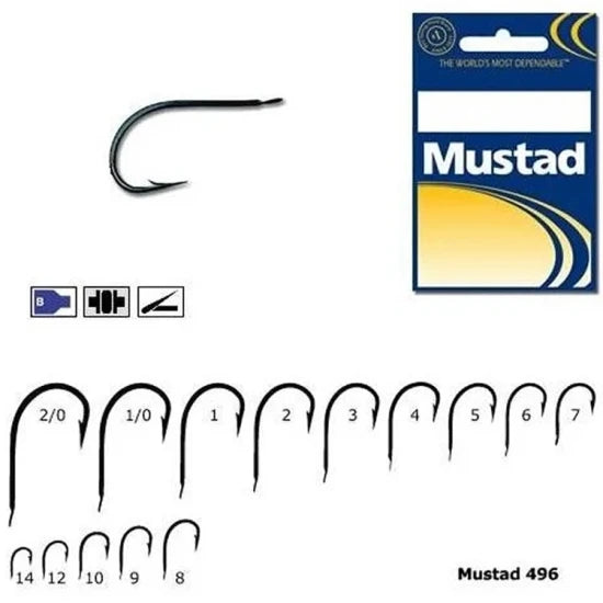 Carlig Mustad Ultrapoint M496, Forjat Revers Rotund, Bleu, Nr.4, 10buc/plic