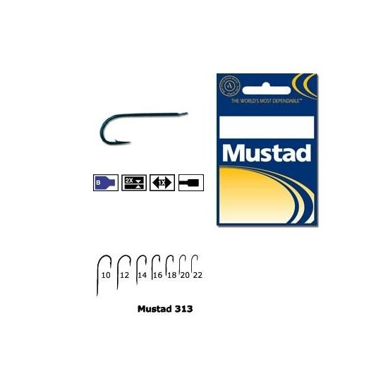 Carlig Mustad Concurs M313, Tija Lunga, Negru/Albastru, 10buc/plic Nr.12
