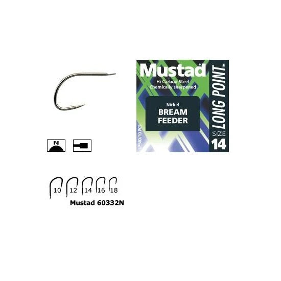 Carlig Mustad Feeder Mu11, Nickel, 10buc/plic Nr.14