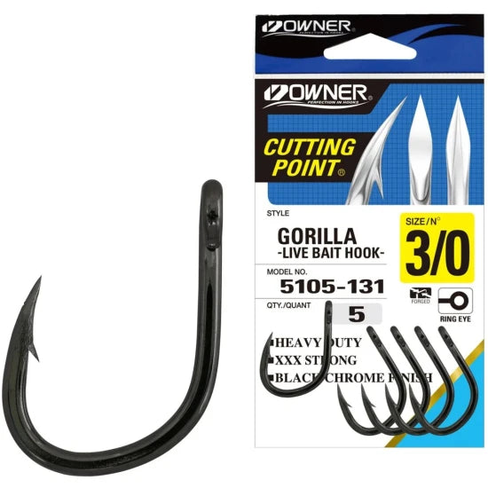Carlig Owner 5105 Cut Gorilla Live Bait Hook Cutting Point, Nr.4, 7buc/pac