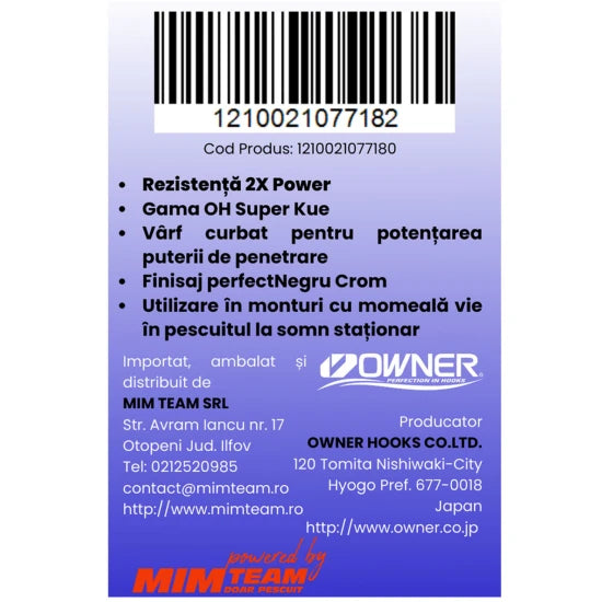 Carlig Owner Amaz 10771 2x-strong Gun Black Super Kue Nr.5/0, 5buc/pac