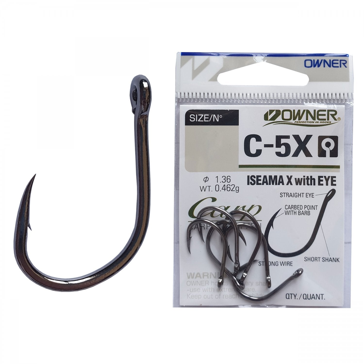 Carlig Owner C-5X No.1.5 Carp Iseama X With Eye