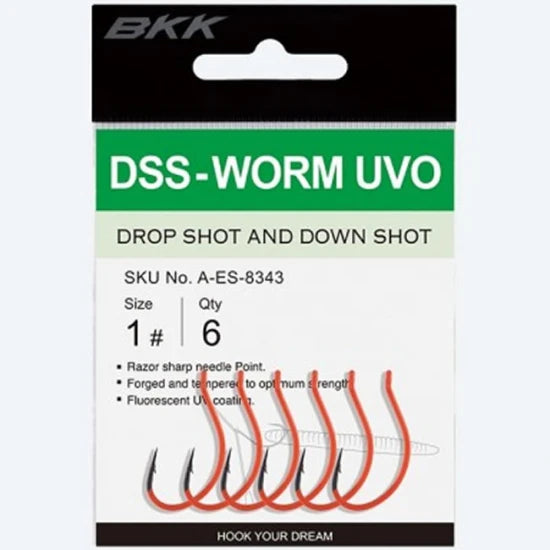 Carlige Bkk Dss-worm Uvo, Drop Shot - Split Shot, Nr.2, 6buc/pac