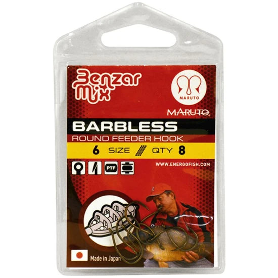 Carlige Benzar Barbless Round Feeder, Nr.6, 8buc/plic