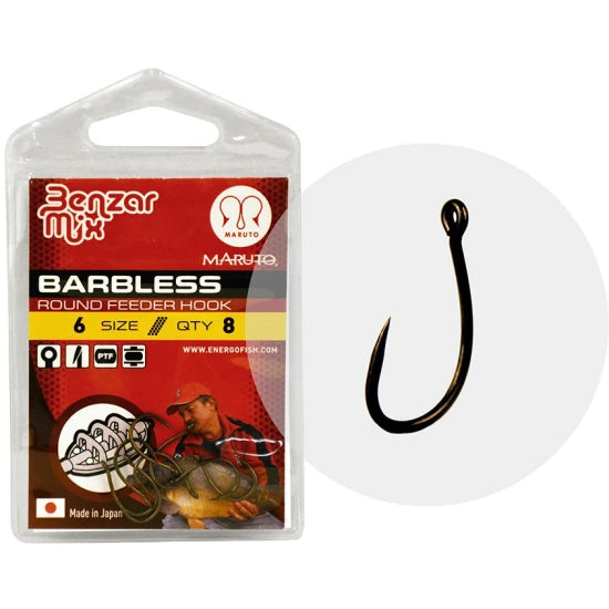 Carlige Benzar Barbless Round Feeder, Nr.6, 8buc/plic