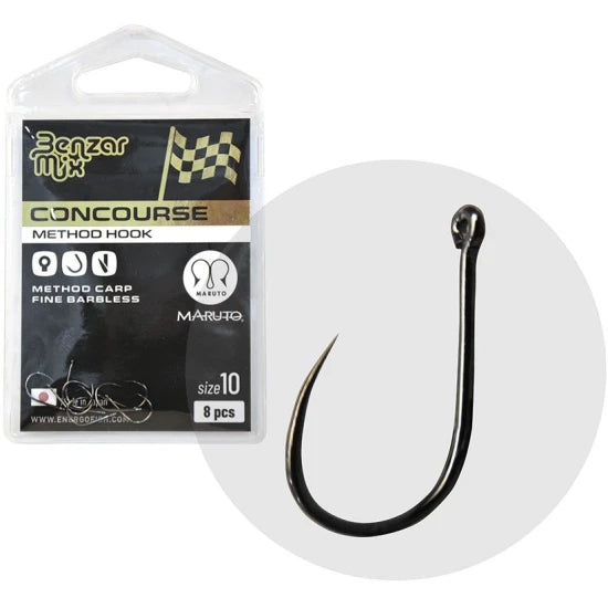 Carlige Benzar Concourse Methond Carp Fine Barbless, Nr.10, 8buc/plic
