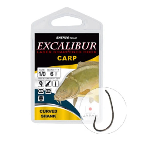 Carlige Energo Team Excalibur Carp Curved Shank Bn Nr 1/0 8buc/plic