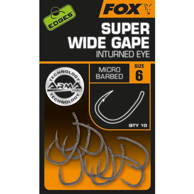 Carlige FOX Edges Armapoint Super Wide Gape In Turned Eye Nr.6 10buc/plic