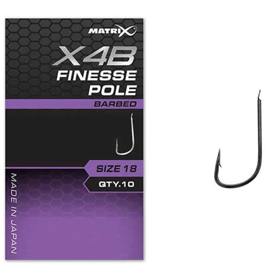 Carlige Feeder Matrix X4b Finesse Pole, Barbed, Nr.18, 10buc/pac