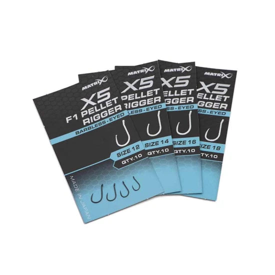 Carlige Feeder Matrix X5f1 Pellet Rigger, Barbless, Nr.12, 10buc/pac