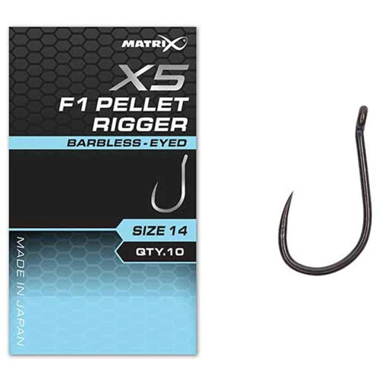 Carlige Feeder Matrix X5f1 Pellet Rigger, Barbless, Nr.16, 10buc/pac