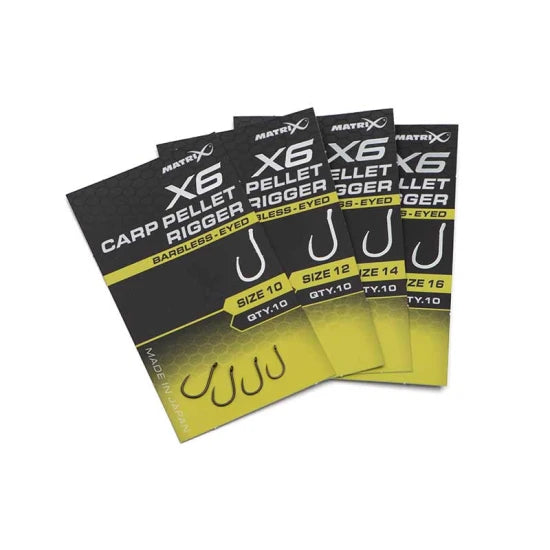 Carlige Feeder Matrix X6 Carp Pellet Rigger, Barbless, Nr.10, 10buc/pac
