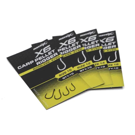 Carlige Feeder Matrix X6 Carp Pellet Rigger, Barbless, Nr.10, 10buc/pac