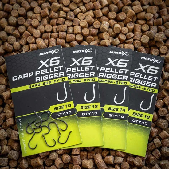Carlige Feeder Matrix X6 Carp Pellet Rigger, Barbless, Nr.10, 10buc/pac