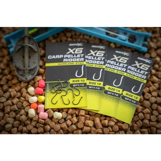 Carlige Feeder Matrix X6 Carp Pellet Rigger, Barbless, Nr.14, 10buc/pac