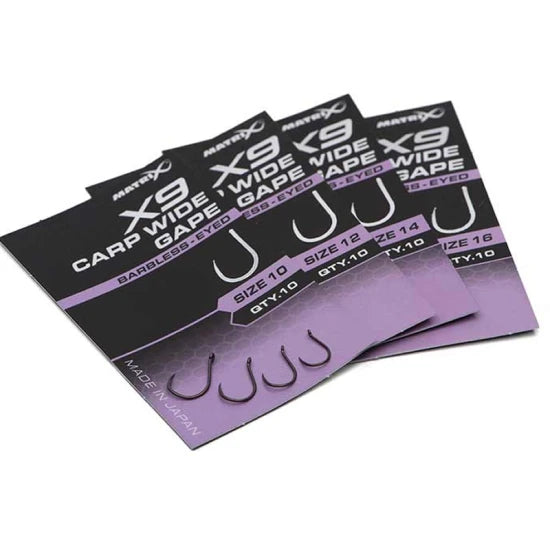 Carlige Feeder Matrix X9 Carp Wide Gape, Barbless, Nr.10, 10buc/pac