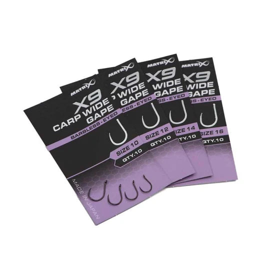 Carlige Feeder Matrix X9 Carp Wide Gape, Barbless, Nr.10, 10buc/pac