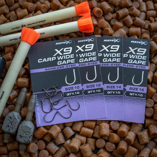 Carlige Feeder Matrix X9 Carp Wide Gape, Barbless, Nr.10, 10buc/pac