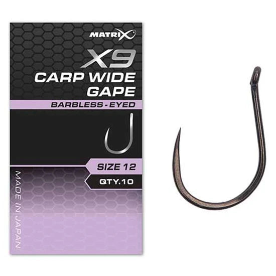 Carlige Feeder Matrix X9 Carp Wide Gape, Barbless, Nr.14, 10buc/pac