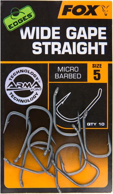 Carlige Fox Edges Wide Gape Straight, Size 8, 10buc/pac