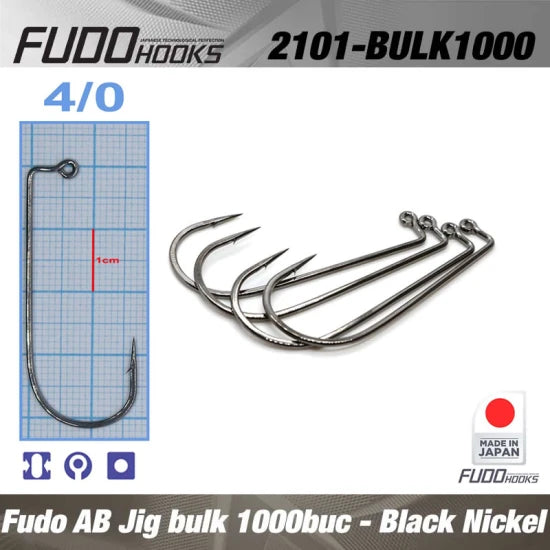 Carlige Fudo Ab Jig Black Nickel Nr.4/0, 1000buc/bulk