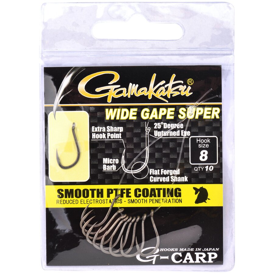 Carlige GAMAKATSU PTFE G-CARP WIDE GAPE SUPER 10BUC/PLIC NR.10
