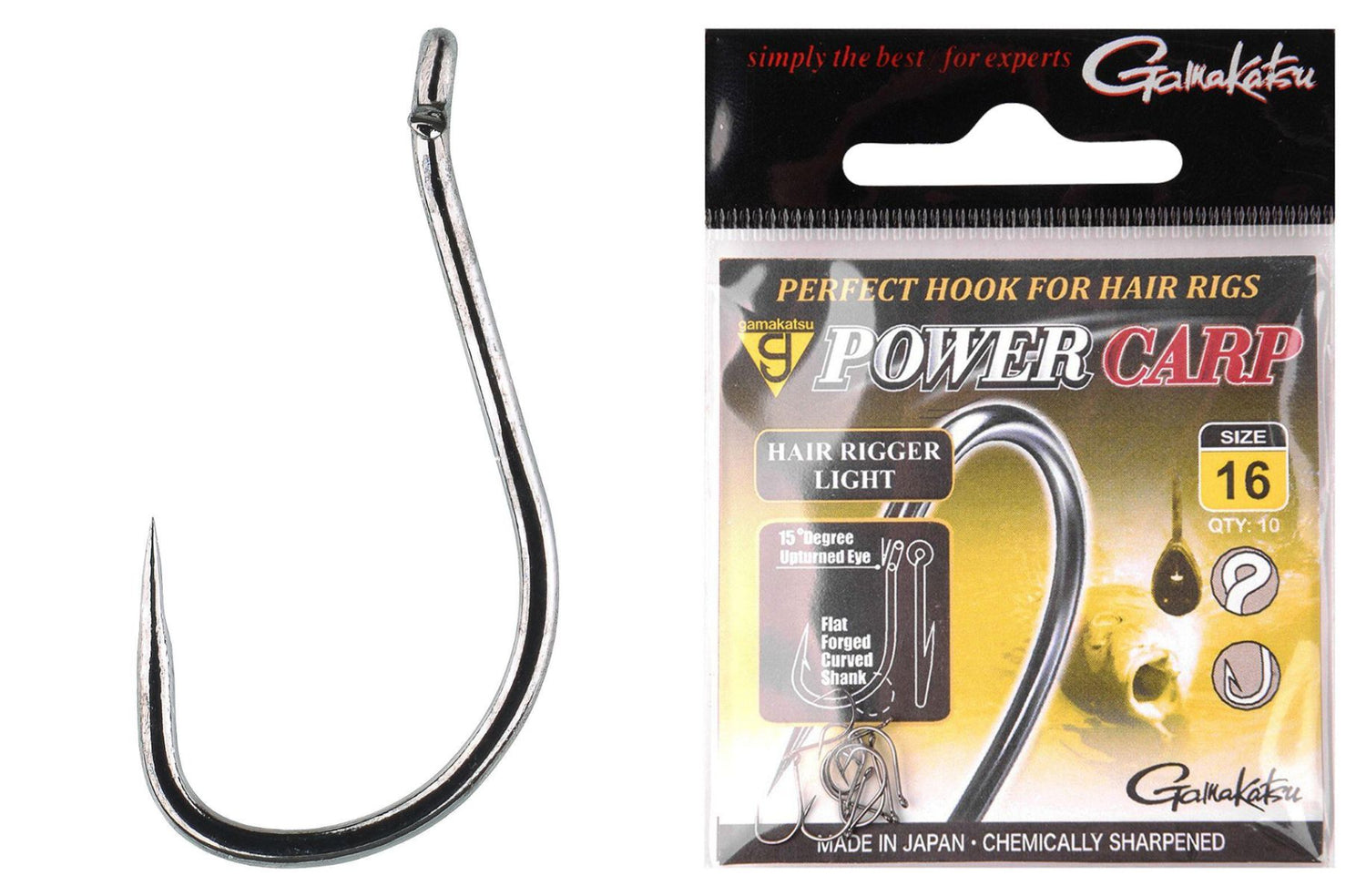 Carlige Gamakatsu Power Carp Hair Rigger L Eyed Barbless, Nr.14. 10buc/plic