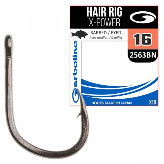 Carlige Garbolino Nr.8 Hair Rig X-power 2563 Black Nickel 10buc