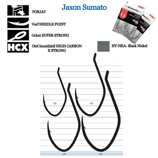 Carlige Jaxon Sumato Catfish, Black, Nr.8/0, 5buc/pac