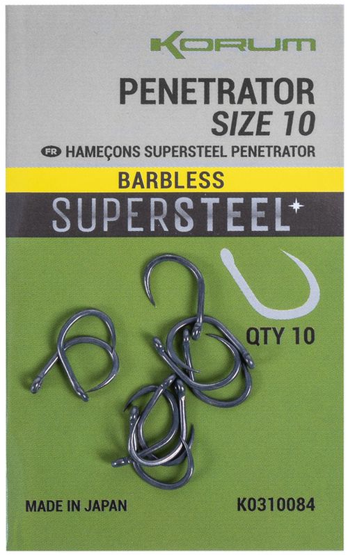 Carlige KORUM Supersteel Penetrator Hooks Barbless, Nr.8, 10buc/pac