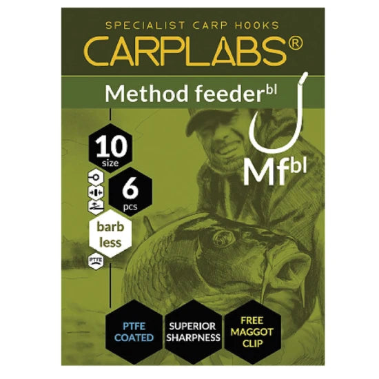 Carlige Konger Carplabs Method Feeder Barbless Titanium Grey Ringed Nr.16, 6buc/pac