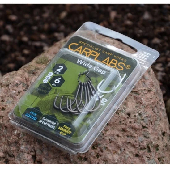 Carlige Konger Carplabs Wide Gap Titanium Grey Ringed Nr.2, 6buc/plic