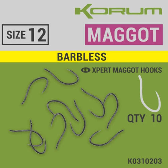 Carlige Korum Xpert Maggot Barbless Hooks Nr.16, 10buc/pac