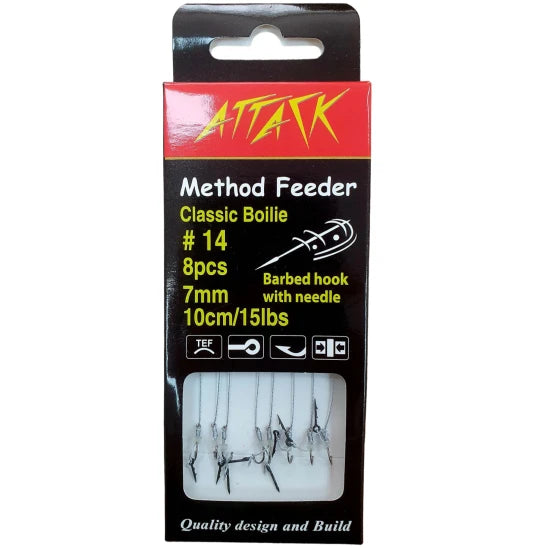 Carlige Legate Attack Method Feeder Rig Barbed Hook With Spike, Nr.8, 10cm, 20lbs, 8buc/pac