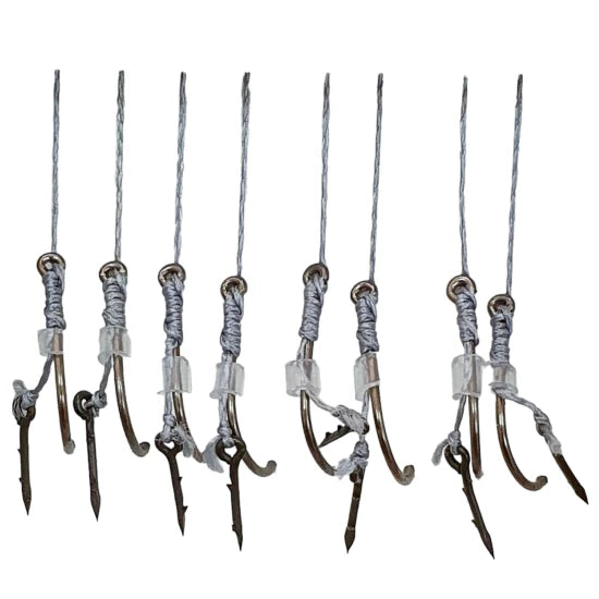 Carlige Legate Attack Method Feeder Rig Barbed Hook With Spike, Nr.8, 10cm, 20lbs, 8buc/pac