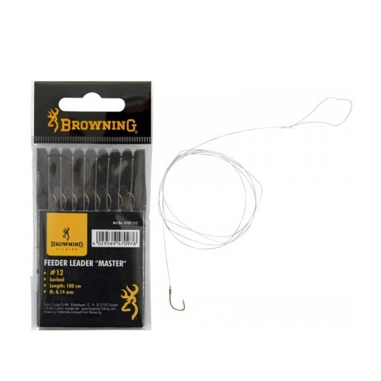Carlige Legate Browning 60cm Nr.14 Fir 0.14mm Feeder Master hook to nylon Bronze