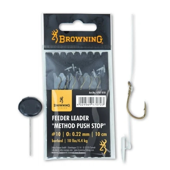 Carlige Legate Browning Nr.10 10cm Fir 0.22mm Feeder Leader Method Push Stop Bronz