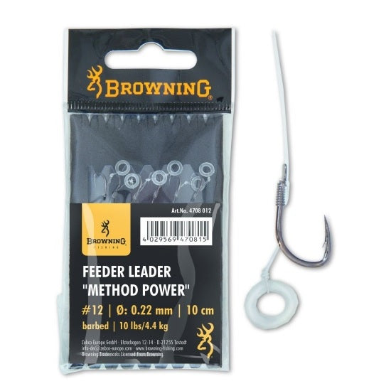 Carlige Legate Browning Nr.12 10cm Fir 0.22mm Feeder Leader Method Power Pellet Band