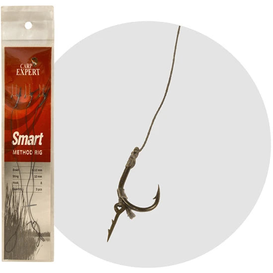 Carlige Legate Carp Expert Smart Method Feeder, Carlig Nr.8, Spin 10mm, Fir 0.12mm, 3buc/pac