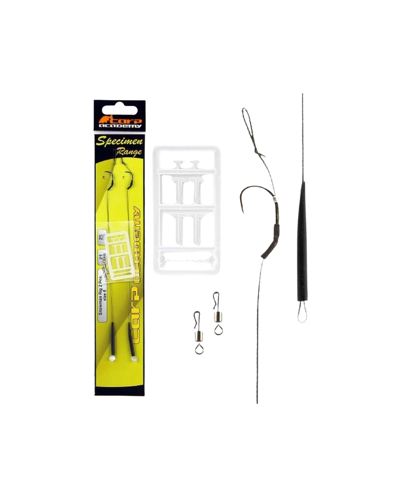 Carlige Legate Carp Academy Snowman Rig, 21cm, Nr.6, 25lbs, 2buc/plic