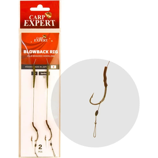 Carlige Legate Carp Expert Blow Black Rig, 15lbs, Nr.4, 2buc/plic