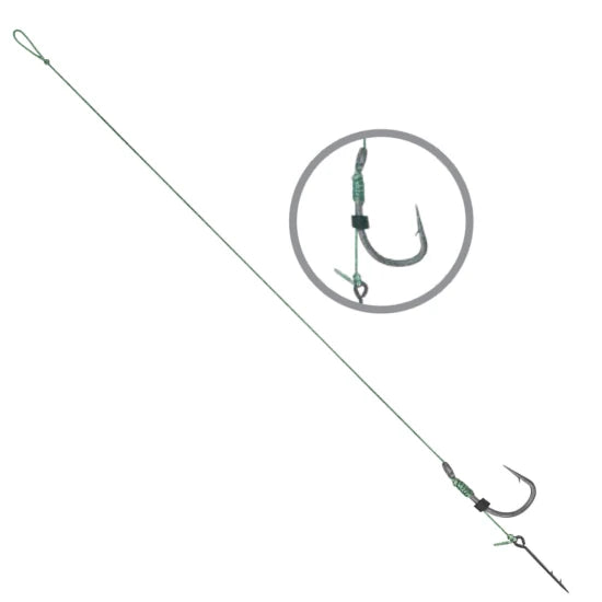 Carlige Legate Carp Zoom Power Feeder Ko.5 Nr.8, Fir Textil 0.18mm, 10cm, 5buc/plic