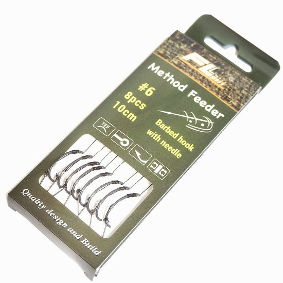 Carlige Legate FL Method Feeder Cu Spin 10mm Carlig Curve Shank Nr 6 8Buc/Set